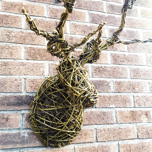 stag head from willow weaving craft workshop
