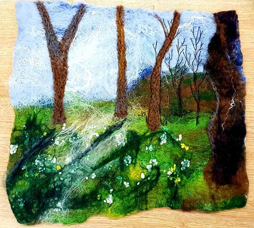 felted picture woodland scene