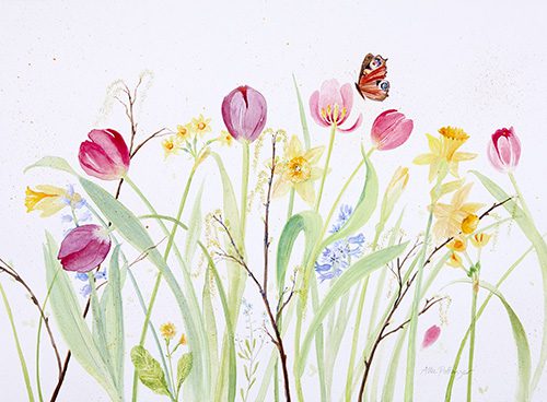 water colour picture of flowers