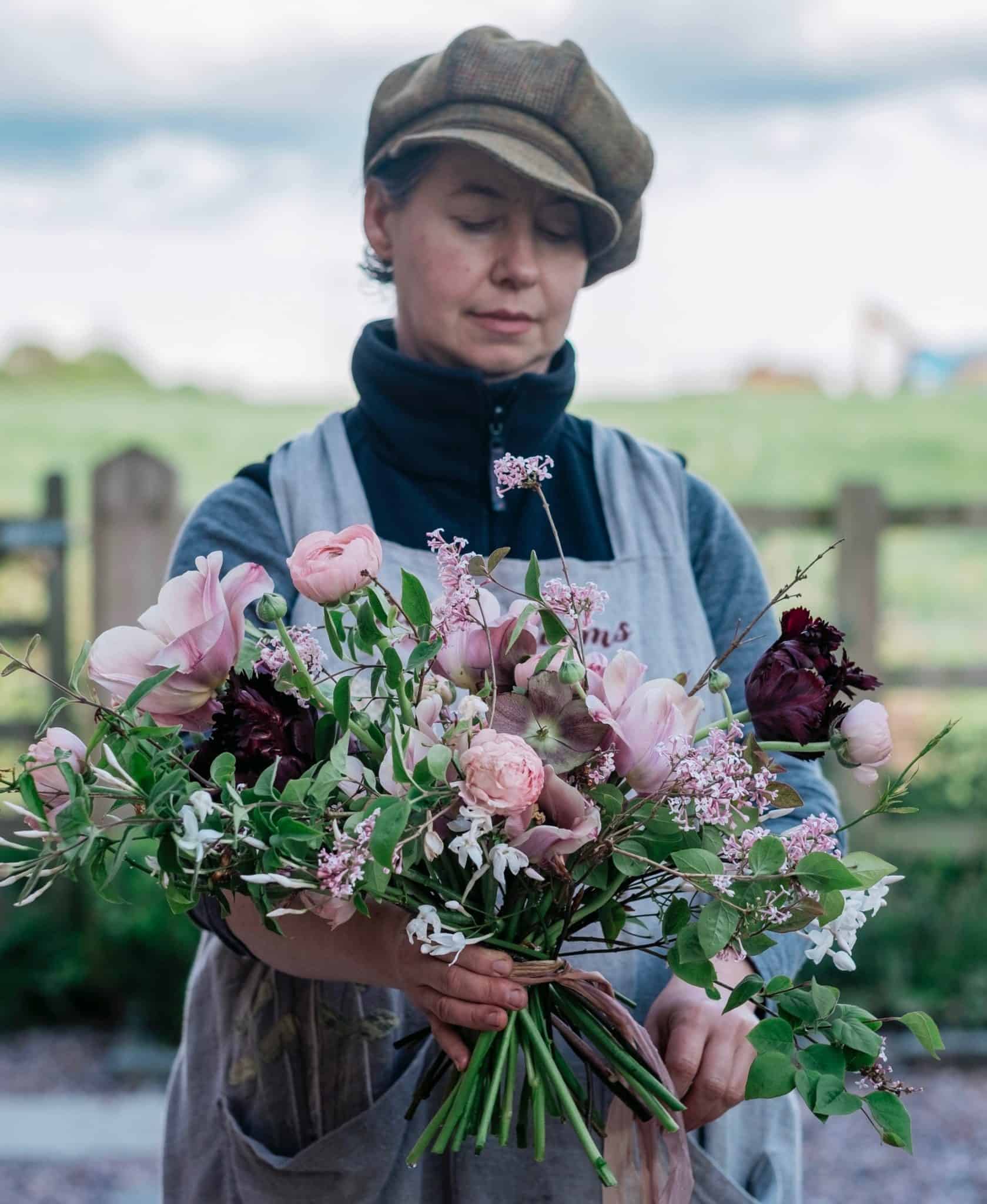 woman with a flower bouquet