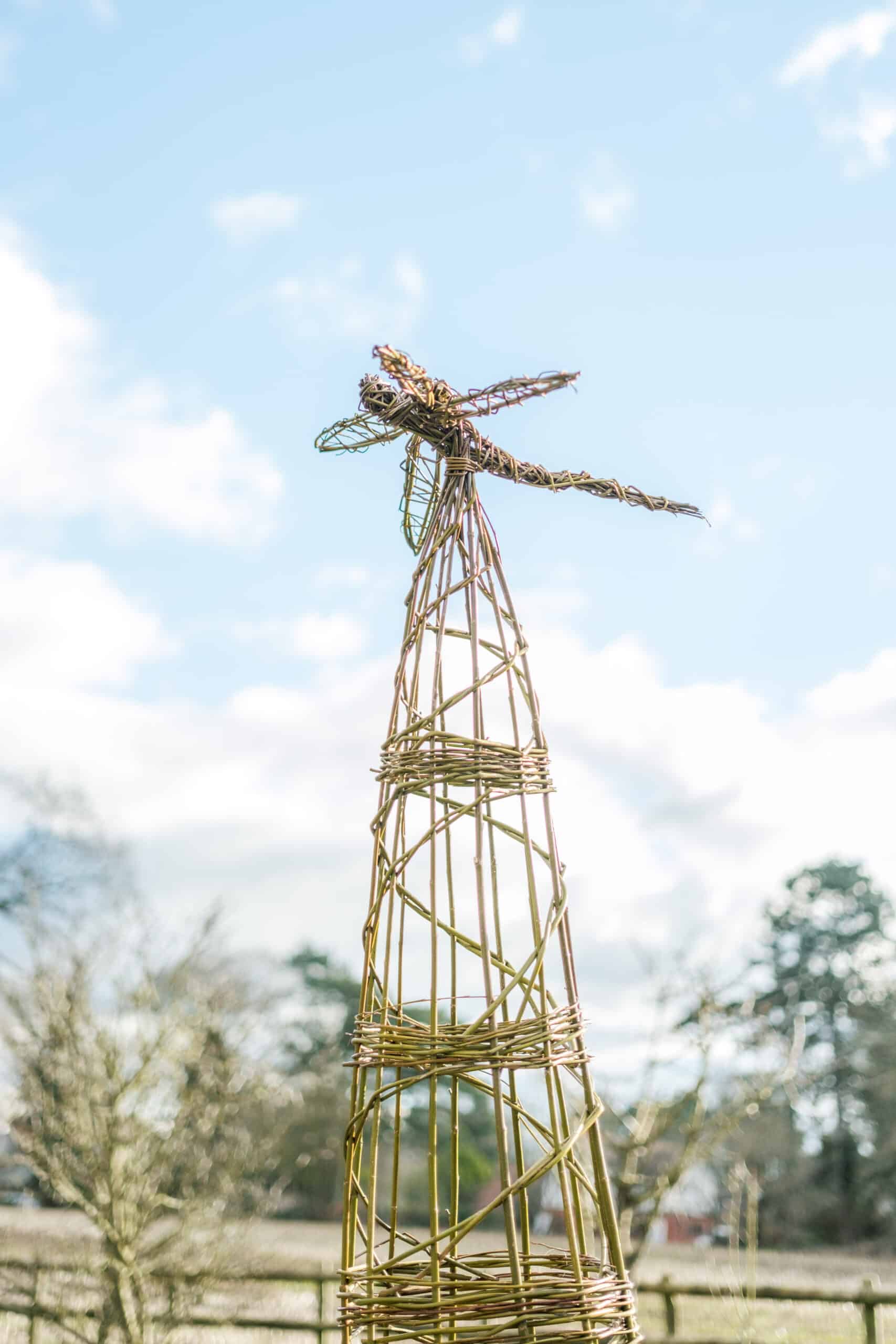 A large decorative sculpture made of willow